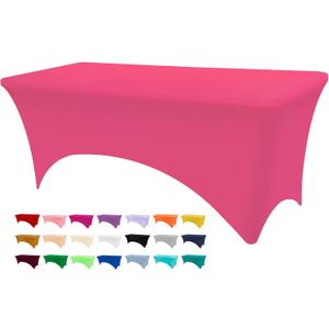 BDDC Table Covers for 6 Foot Tables, Fuchsia Washable and Wrinkle Resistant Stretch Tablecloths Rectangle 6ft for Events, Wedding, Banquets, Parties
