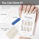 4 x Short Almond Press On Nails, Durable Reusable Glossy Artificial Nails Kit with Adhesive Tabs, 24 Pcs 12 Sizes for Fashion Women, Perfect for for Daily Outfits, Party or Date, White