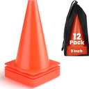 GHB Soccer Cones 7" 9" of 12 24 Pack Disc Soccer Sport Cones Training Field Marker Agility Cones for Basketball, Coaching, Practice Equipment Includes Drills Guide