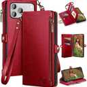 XcaseBar compatible with iPhone 17 Pro Max 6.9" Wallet case with Zipper Credit Card HolderRFID Blocking,Flip Folio Book PU Leather Phone case Shockproof Cover Women Men for Apple 17 Pro Max case Red