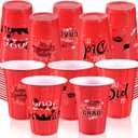 Graduation Decorations 2026 Party Cups - 50pcs 16 Oz Red and Black Disposable Graduation Plastic Cups for School Class of 2026 Grad Celebration Party Favors Supplies (5 Designs)