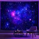 Faxdong Blacklight Galaxy Universe Space Tapestry, UV Reactive Starry Night Sky Mysterious Nebula Stars Ceiling tapestries for Bedroom Backdrop Wall Decor 80"L x 60"W, Universe2