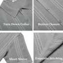 COOFANDY Men's Knit Shirts Short Sleeve Button Down Polo Shirt Fashion Casual Summer Beach Shirts, S