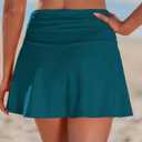 GRAPENT Swim Skirt for Women High Waisted Ruched Bikini Tankini Bottom Beach Vacation Bathing Suit Swimsuit Skort Skirts (S)