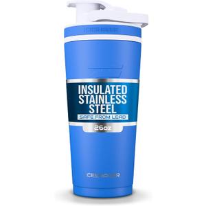 Ice Shaker Insulated Stainless Steel Shaker Bottle | 26oz, Royal | Cold for 30+ Hours | Insulated Cup with Twist-on Agitator | Odor-Free Bottle for Protein Shakes, Water, Smoothies, Cocktails