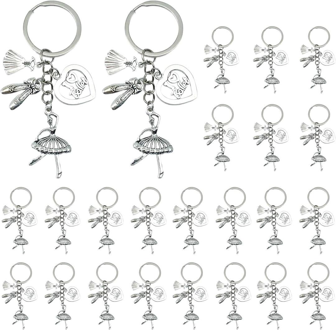 iMagitek 25 Pack Dancer Keychains I Love Ballet Keyrings Ballet Keychain Gifts for Girls Women Ballet Lovers