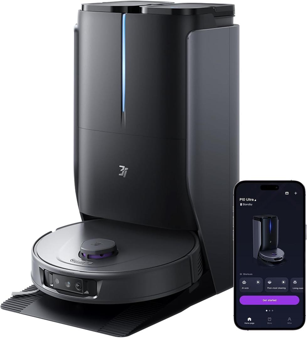 3i P10 Ultra Robot Vacuum and Mop Combo, Extendable Pad for Edge & Corner Mopping, 18000 Pa Suction Deep Cleaning, Auto Hot Water Washing & Drying, SelfEmptying, SelfRefilling