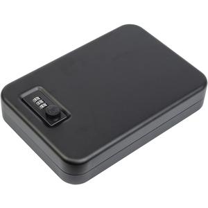 Machir Portable Mini Steel Safe Storage Box with Combination Lock and Padded Interior Black