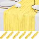 6 Pack Light Yellow Cheesecloth Table Runner 21x120 Inches, Boho Gauze Rustic Semi Sheer Cheese Cloth Table Runners for Easter Wedding Bridal Baby Shower, Birthday Party, Long Farmhouse Table Decor