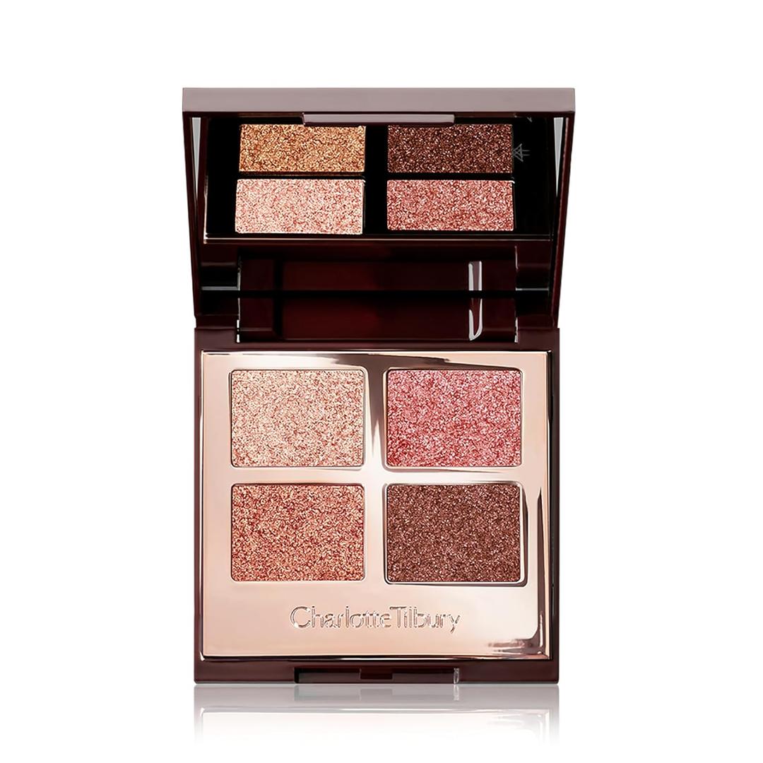 Charlotte Tilbury Luxury Palette Eyeshadow - Shimmer, Metallic & Satin Matte Eyeshadow Quad with a Rich Powder Formula - Includes 4 Complementary Shades (Pillow Talk - nude pink)