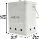 Onion Storage Bin, Kitchen Storage Canister,Kitchen Pantry Organizer Tin With Airtight Lid & Handles, Vegetable Fresh Keeper with Aerating Tin Storage Holes (White)