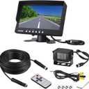 Truck Backup Camera Monitor kit,Heavyduty Vehicle Waterproof Night Vision Wide Angle Rearview Cab Cam+7 inch Screen+66ft Extension Cable for Bus/Van/Fifth Wheel/Trailer/RV/Camper/Pickup/(12V-24V)