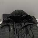 LONDON FOG womens Chevron Coat With Faux Fur Trimmed Hood, Black, Medium