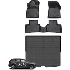 Wayhigh Floor Mats & Cargo Liner for Volvo XC40 2019-2026 (Not for Recharge), All Weather TPE Car Mats Waterproof Heavy Duty Floor Liners, Floor Mats Custom Fit for XC40 Accessories