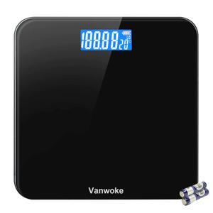 Smart Scale for Body Weight Digital Bathroom Scale with Temperature Indication Corner Design Highly Accurate Body Weight Scale Black Body Fat Scale with Blue LCD Backlight Display 400Lb/180kg