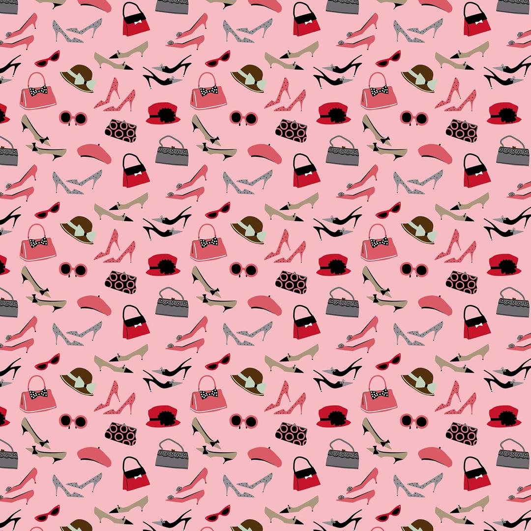 Michael Miller Fashionista Pleasures, Pink, 
44"/45" Wide