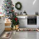 Buffalo Plaid Christmas Tree Merry Christmas Kitchen Mats Set of 2, Xmas Winter Home Decor Low-Profile Kitchen Rugs for Floor,Christmas Kitchen Mats for Floor 17x30+ 17x47 Inch (Linen-black)