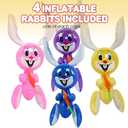 ArtCreativity 23" Inflatable Easter Bunny with Carrot Inflates, Set of 4 Blow Up Bunny, Egg Hunt Supplies for Easter Basket Stuffers, Indoor and Outdoor Decoration, Party Favors, 4 Assorted Colors