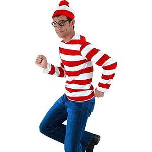 YOKIKIYO Red and White Striped Shirt Costume Women,Funny Sweatshirt Men,Wizard Glasses Hat Suits,Halloween Cosplay Shirts XXL