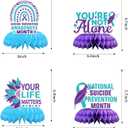 2 x Suicide Prevention Awareness Party Decorations,Include Suicide Prevention Month Banner and Hanging Swirls and Honeycomb Centerpieces for Suicide Prevention Month Party Supplies.