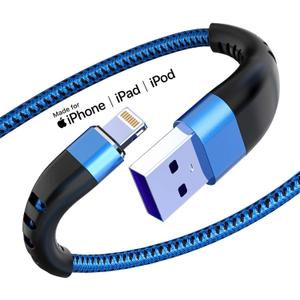 Essri 2Pack for iPhone Charger Cord 6FT, Lighting Cable 6 Feet to USB Charging Cable, Nylon Braided Charging Cord 6 Foot Compatible with iPhone 14 13 12 11 X XS XR 15 Pad - Blue