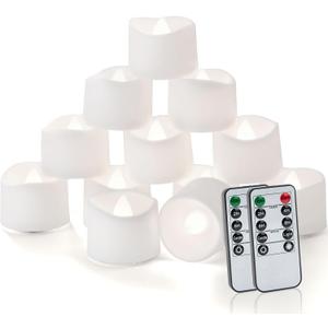 Homemory 24pcs Remote Timer LED Tea Lights Candles, 400+Hours Flickering Flameless Battery Operated Votive Candles for Tabletop Lighting, Centerpieces Decor, Holiday Decor (Cool White Glow, White Base)