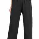 Bamans Dress Pants for Curvy Women Wide Leg Work Business Office High Elastic Waisted Casual Slacks Trousers with Pocket (Small, Black)