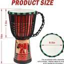 Wood Djembe Drum African Drums for Adults 8.5'' x 16'', Carved