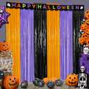 3 Packs 3.3ft x 6.6ft Orange Purple Black Metallic Tinsel Foil Fringe Curtains Photo Booth Props for Halloween Birthday Bridal Shower Baby Shower Bachelorette Holiday Celebration Party Decorations