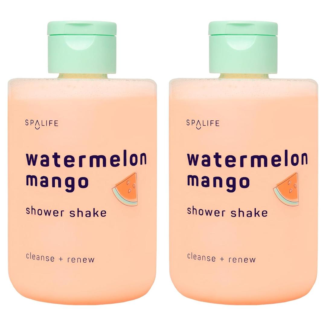 SpaLife Beauty Watermelon Mango Shower Shake 2 Pack  Niacinamide & Macadamia Nut Oil Body Wash, Skin-Soothing Shower Gel  Fruity, Refreshing Scent