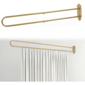 Zonon U Shape Room Divider Rod 6.56 ft, Metal Support Wall Mounted Privacy Partition Curtain Rod for Fitting Room Beauty Salon Bedroom Spa Shower (Gold)