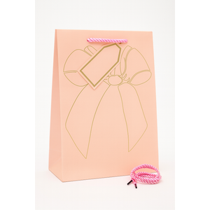 12 Pcs Pink Ribbon Bow Gift Bags with Handles, Plaid Kraft Paper Bags for Coquette-Style Birthday Party Favors, Baby Shower, Wedding, Girls Tea Party, Cute Pink Goodie Bag Bulk for Treats and Gifts