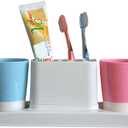 Eslite Bathroom Toothbrush Toothpaste Stand Organizer Plastic Storage Rack Set