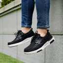 OrthoComfoot Men's Orthopedic Walking Shoes with Arch Support: Casual Plantar Fasciitis Slip-On Loafers for Flat Feet, Orthotic Adjustable Fashion Sneakers for Foot and Heel Pain (Black)