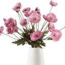 IPOPU Pink Artificial Poppy Silk Flowers 6pcs for Decoration - Faux Flowers With Stems for Wedding Centerpieces, Tables, Bridal Shower Party Decorations