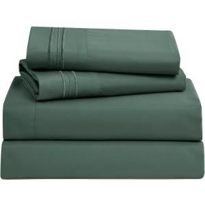 Clara Clark Bed Sheets, Premier 1800 Series Bed Sheet Set, Deep Pocket, Wrinkle, Fade, Stain Resistant, Luxury Soft Bedding Sheets & Pillowcases, Full, Forest Green