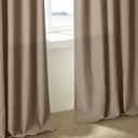 TWODRAPES Pinch Pleated Neutral Linen Curtains 2 Panels Set Living Room Dining Pinch Pleat Back Tab Light Filtering Farmhouse Boho Retro Window Curtain Drapes 84 Inch Length Latte Tan Brown