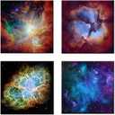 KREATIVE ARTS - Canvas Prints Wall Art Cosmic Cloud Orion Nebula and Crab Nebula Modern Wall Decor Stretched Gallery Canvas Wrap Giclee Print Ready to Hang (16''x16''x4pcs/set, Multi)