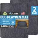Drymate 2-Pack Jumbo Dog Playpen Mat (60x74), Absorbent, Waterproof, Slip-Resistant, Machine Washable, Reusable Puppy Pad for Training, Whelping, Housebreaking, Incontinence, Crate, Kennel (USA Made)
