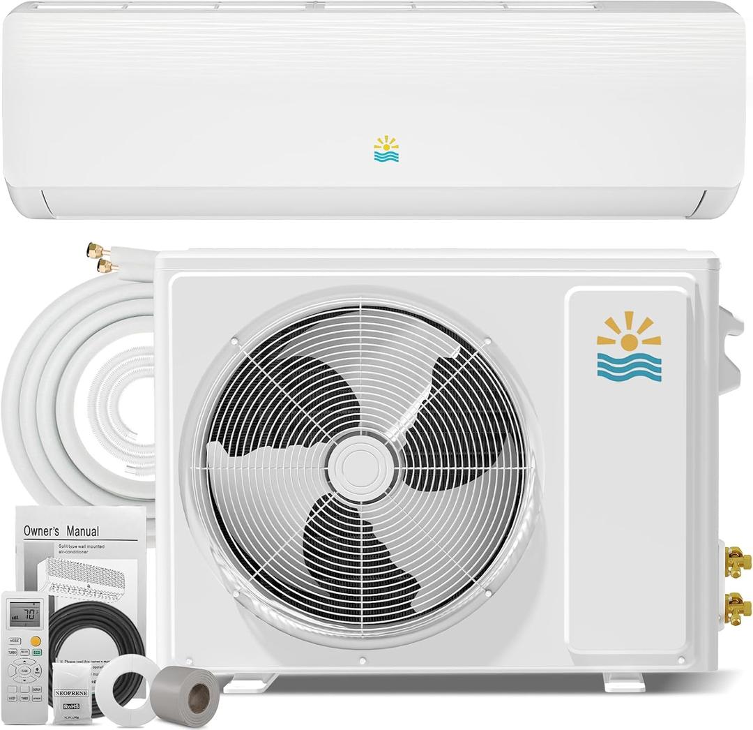 12000 BTU Mini Split Ac/Heating System - 19 SEER2 Mini Split AC Unit with Heat Pump, 115V Energy Efficient Ductless AC Unit Up to 750 Sq.Ft with Installation Kit