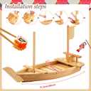 Juexica Wooden Sushi Boat Serving Tray Japanese Sushi Plate for Restaurant Sushi Tray Wood Serving Boat Plate for Food Display Home Wedding Birthday Party (Light Wood Color,28.2 Inch)