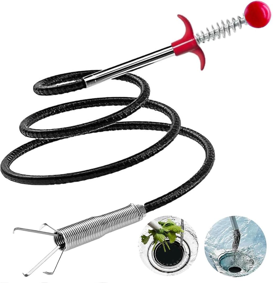 Upgraded Drain Snake, 76 inch Hair Drain Clog Remover Tool  Sink Snake Drain Clog Remover for Sewer Kitchen Bathroom