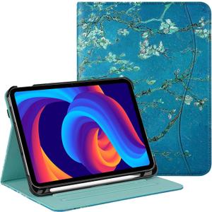 Protective Case for iPad (A16) 11th Generation 11 Inch (2025) & iPad 10th Generation 10.9 Inch (2022), Multi-Angle Viewing Stand Cover with Pen Holder & Pocket for iPad 11 inch,Apricot Flower
