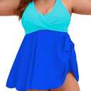 Edelqual Womens Plus Size Tankinis Swimsuit Two Piece Tummy Control Bathing Suits Swim Dress Swimwear Maternity Cute Cruise Swimdress with Shorts (Turquoise & Blue, XL)