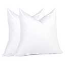 Puredown® 18 x 18 Decorative Feather Down Throw Pillow Inserts (Set of 2, White) for Sofa, Couch, Bed, Machine Washable White