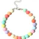 Hosiwei Handmade Rainbow Beaded Dog Collar  16mm Chunky Colorful Candy Pearls with Stainless Steel Wire, Adjustable Pet Necklace Jewelry Accessories for Small, Medium, Large Dogs