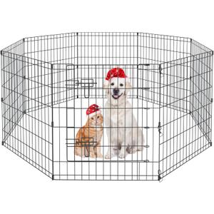 Pet Playpen Dog Pen Foldable Dog Exercise Fence 8 Panels 30 Inch Kennels Pet Playpen Options Ideal for Pet Medium Animals Outdoor Indoor