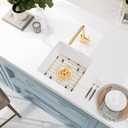 Rhbamoa White Bar Sink Undermount,White Granite Composite Kitchen Sink 15 inch,15''x15'' Small Bar Sinks Undermount,Small Single Bowl Quartz Sinks with Accessories