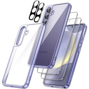 JETech 5 in 1 Case for Samsung Galaxy S24 5G with 2-Pack Each Tempered Glass Screen Protector and Camera Lens Protector, Non-Yellowing Shockproof Bumper Phone Cover (Cobalt Violet) (Cobalt Violet)