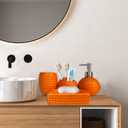 Bathroom Accessory Set Orange,4 Pieces Ceramic Bathroom Decor Accessories Complete Set,Includes Bathroom Soap Dispenser Set,Toothbrush Holder Set,Tumbler,Soap Dish